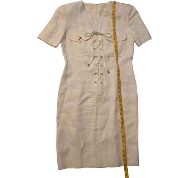 VTG Constance Saunders 100% Linen White Dress 8 Luxury Princess Diana Inspired - Picture 7 of 10